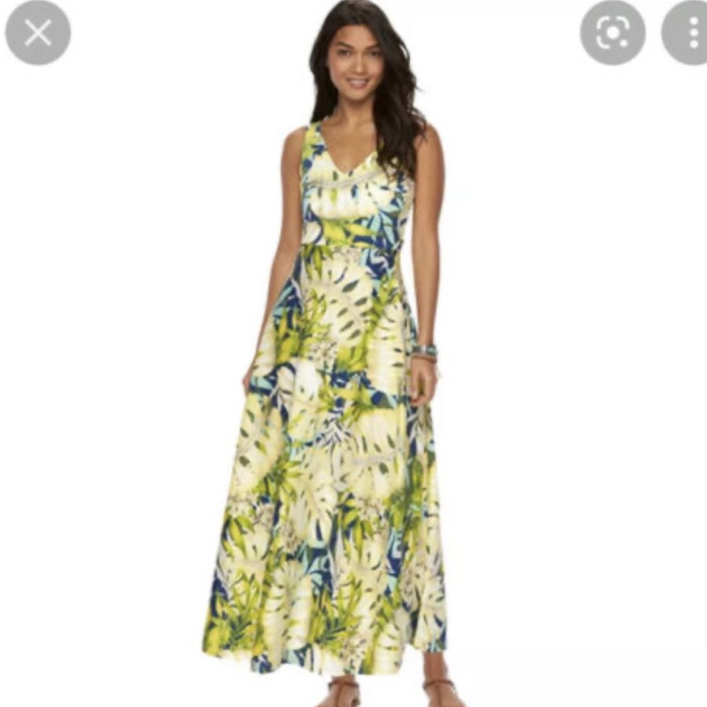 Chaps Ralph Lauren Floral Tropical Print cotton Maxi Dress sz M NWOT Pricefirm